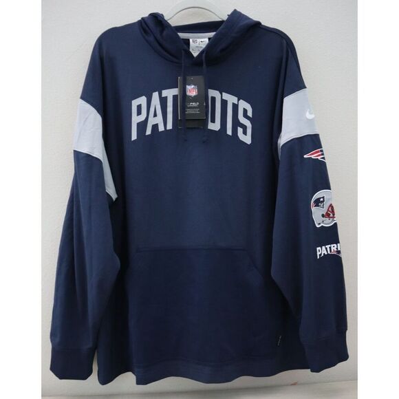 Nike NS53-447M Men Sz XL Navy On-Field Apparel New England Patriots Hoodie - Picture 1 of 12